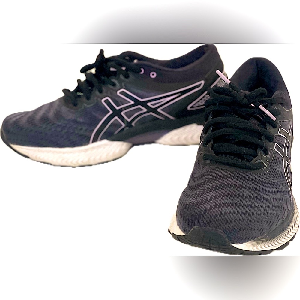 ASICS Gel Nimbus black & lavender running shoes sneakers 8.5